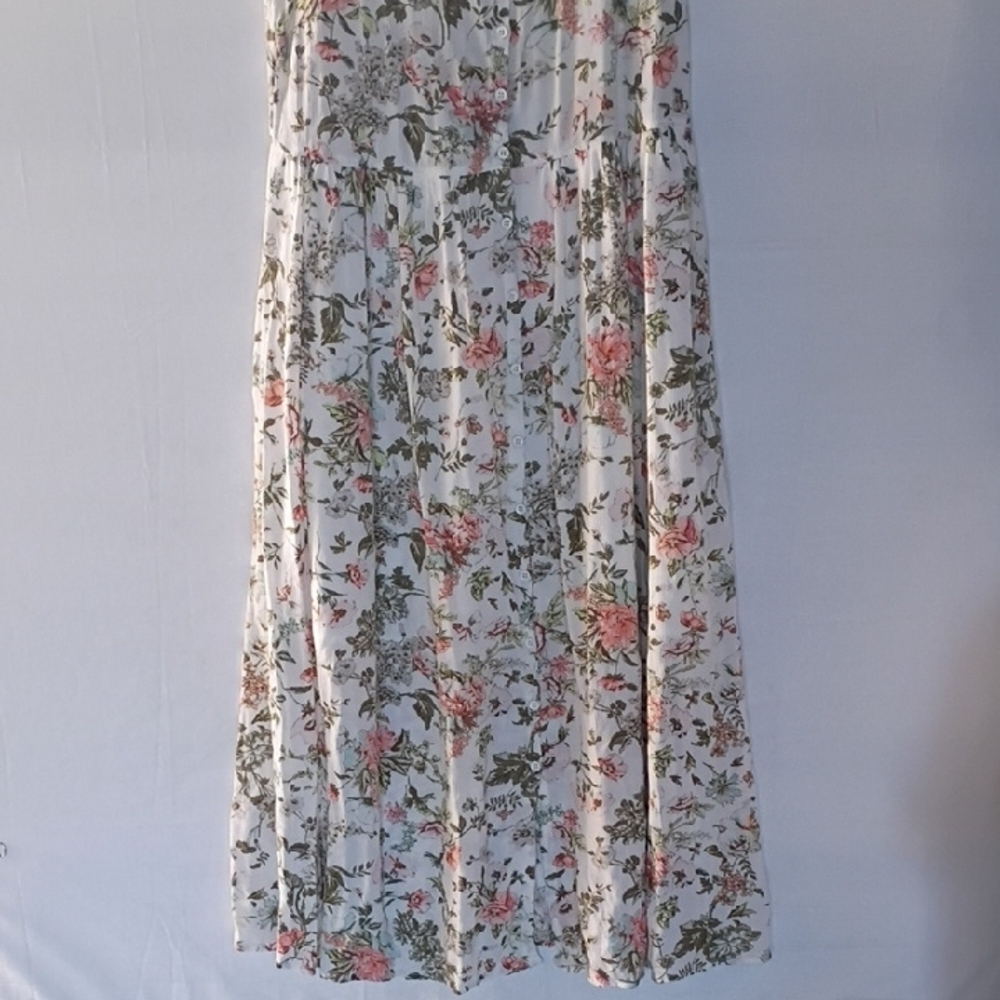 Frye Women's Button Front Floral Maxi Dress in White and Pink Size M - Picture 5 of 10